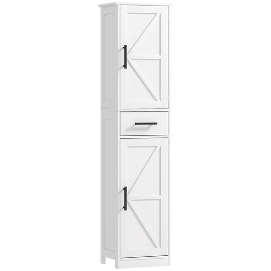 67" Tall Bathroom Cabinet, Narrow Storage with Drawer, Adjustable Shelves, White Bathroom Cabinets White at Gallery Canada