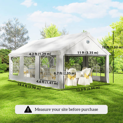 20' x 13' Party Tent, Heavy Duty Gazebo Canopy With Windows, White Canopy Tents at Gallery Canada