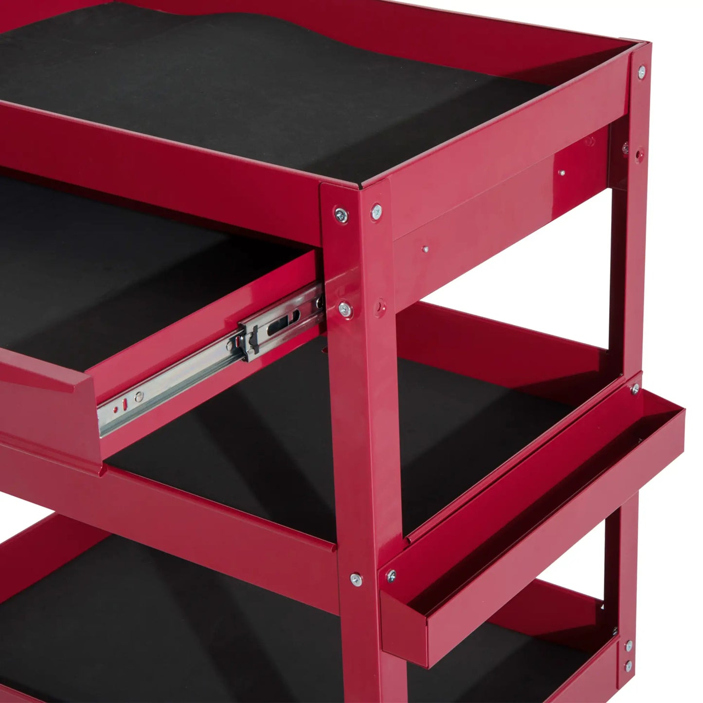 3-Tier Rolling Tool Cart, Drawer and Side Box, 132 LBS Capacity, Red Tool Organizers at Gallery Canada