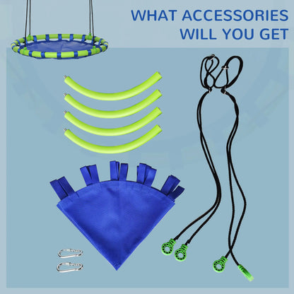 40 Inch Saucer Tree Swing, Adjustable Ropes, Steel Frame, 330lbs Capacity, Blue Gym Sets & Swings at Gallery Canada