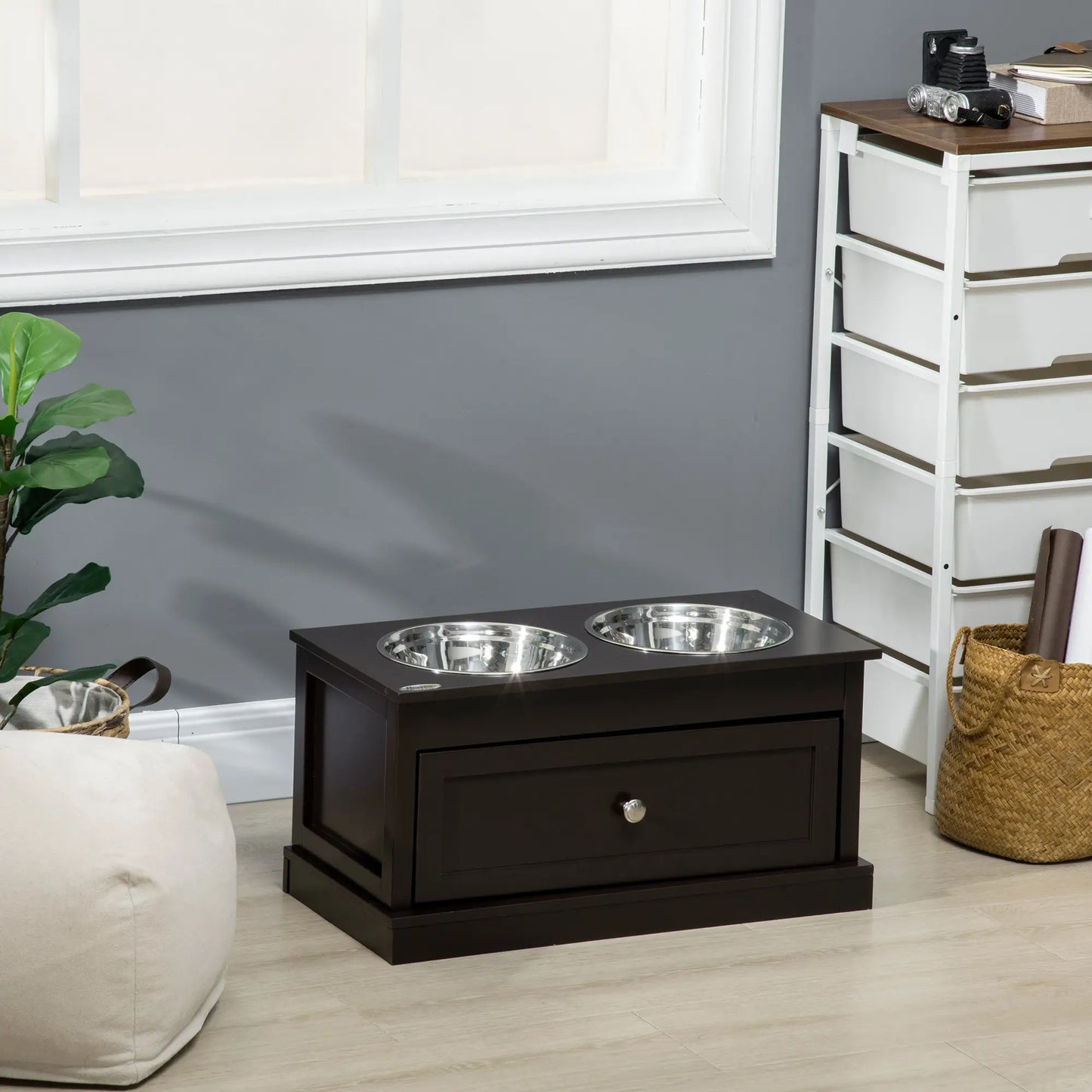 Elevated Dog Bowls with Storage, Large, Coffee Dog Bowls at Gallery Canada