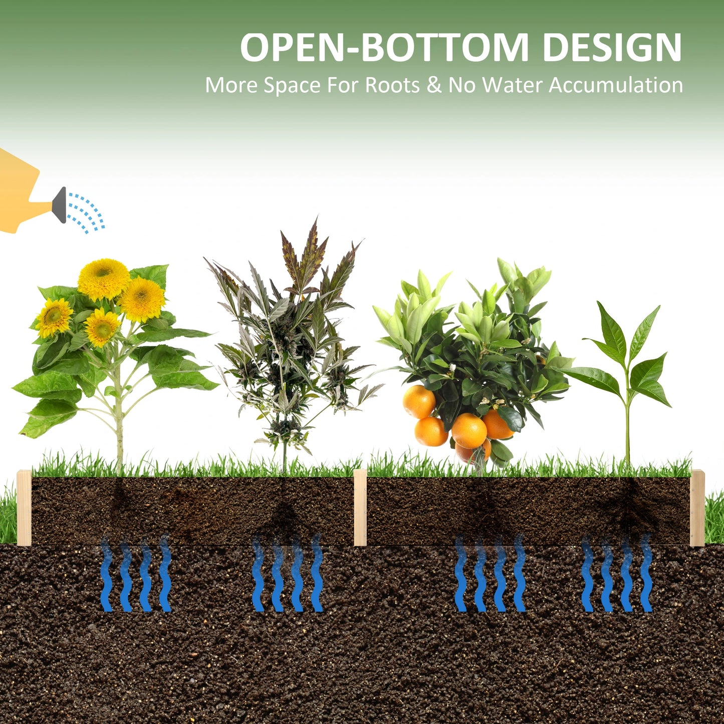 96" x 24" x 10" Wooden Raised Garden Bed, 2 Planter Boxes, Non-Woven Fabric Liner Wooden Planter Boxes at Gallery Canada