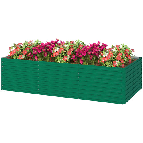 8' x 4' x 2' Raised Garden Bed, Galvanized Planter Box, Green