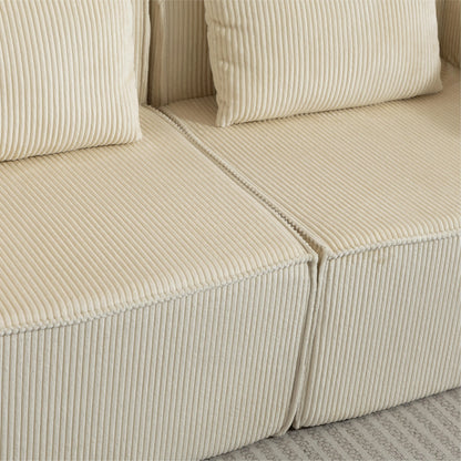 Boneless Couch, Corduroy 3 Seater Sofa, Deep Seat, Wide Armrests, Beige 3-Seater Sofas at Gallery Canada