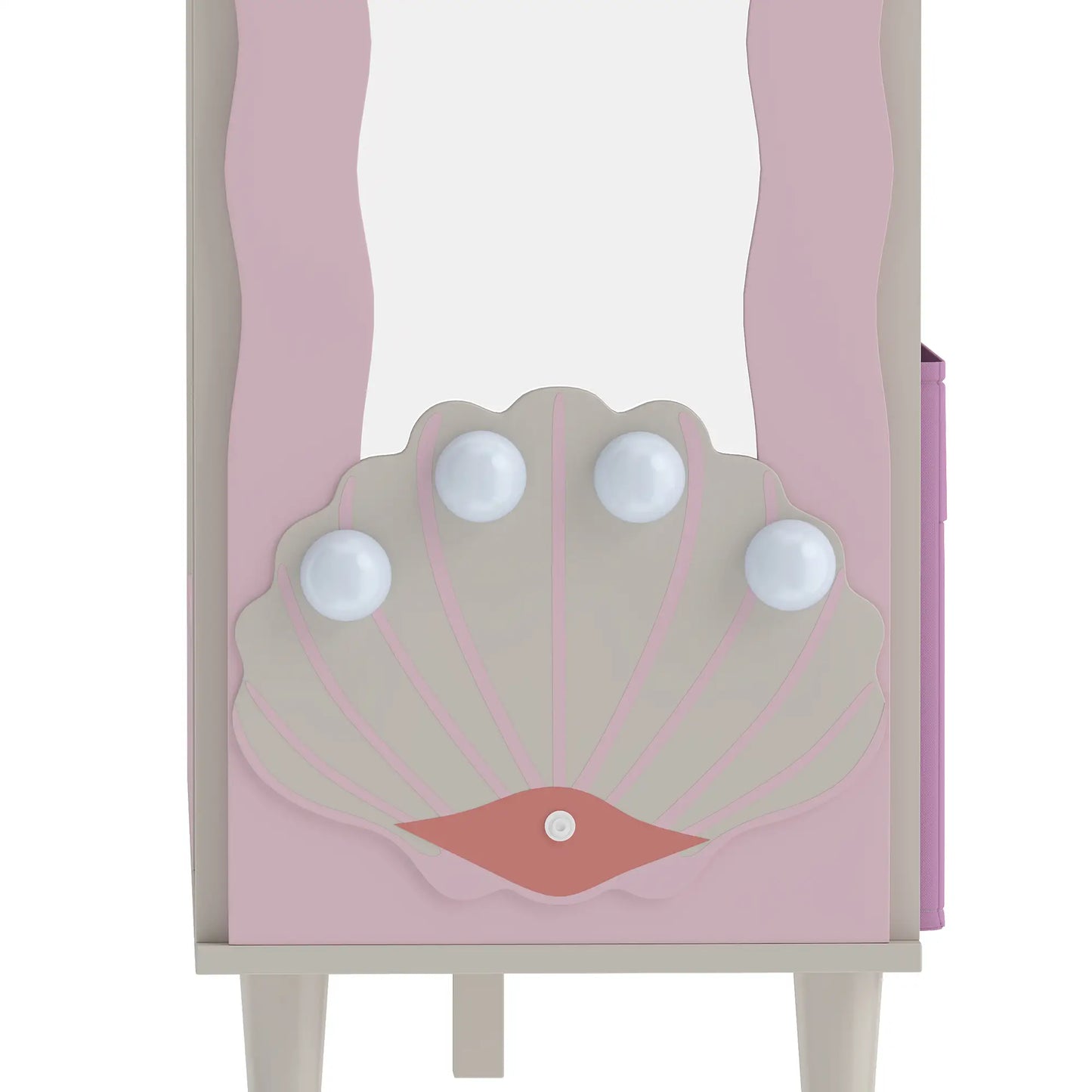 Portant à vêtements pour enfants avec miroir, tiroir et étagères, rose
