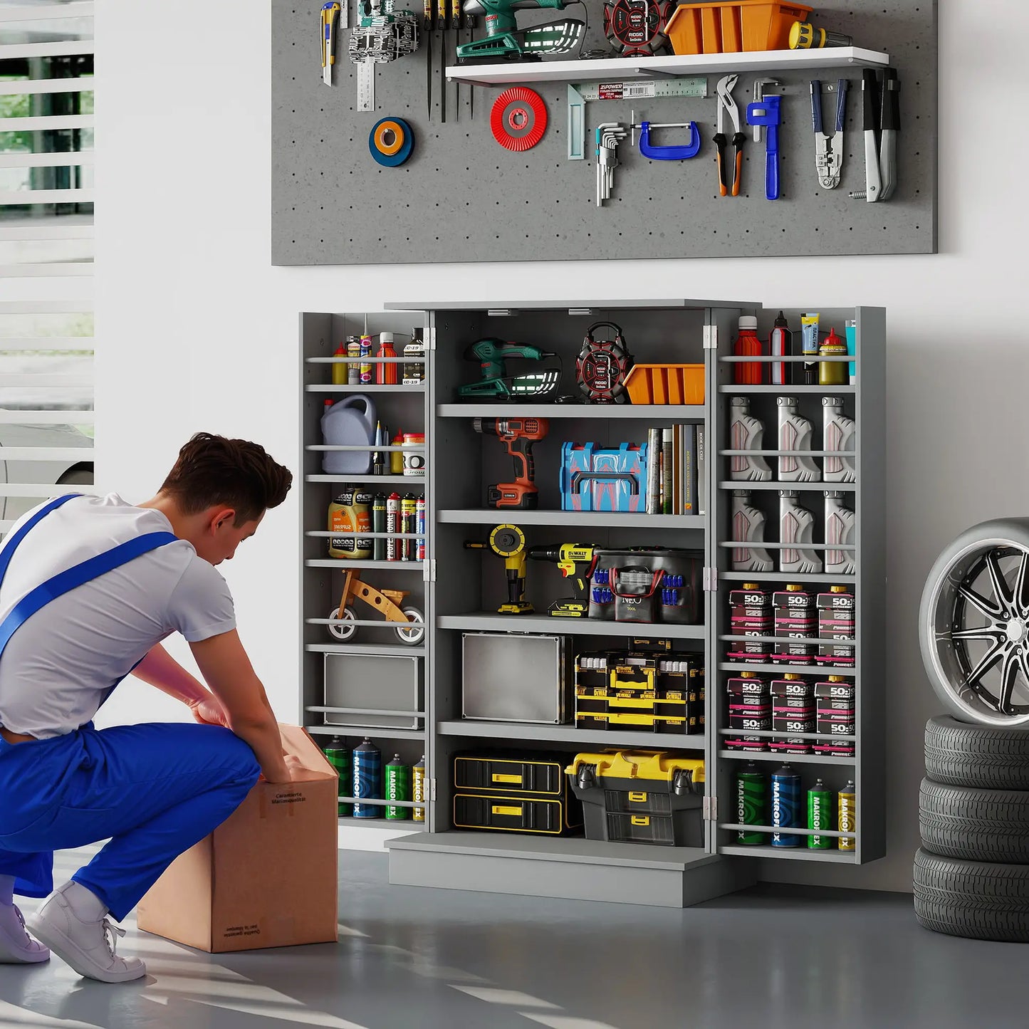 41 Storage Cabinet, 2-Door Kitchen Pantry, 5-Tier Shelving, Grey Kitchen Pantry Cabinets at Gallery Canada