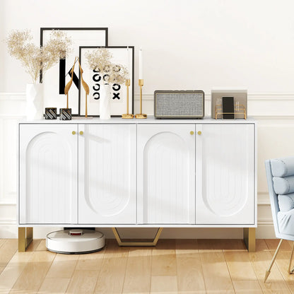 Modern Sideboard Buffet, 4 Doors, Adjustable Shelves, White Storage Cabinets at Gallery Canada