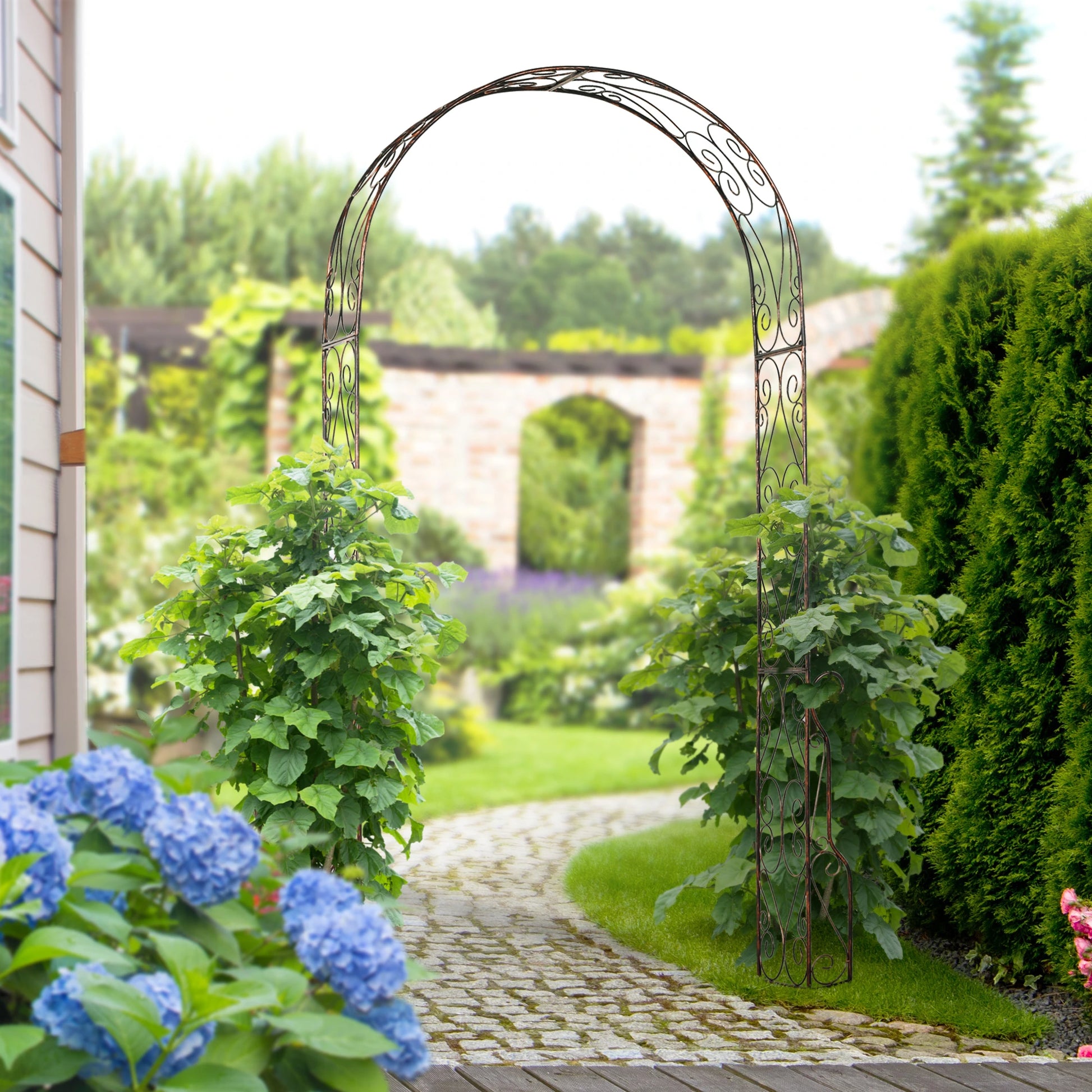 7.5ft Metal Garden Arch, Outdoor Walkway Arbor, Climbing Vine Plants, Black Garden Arches at Gallery Canada