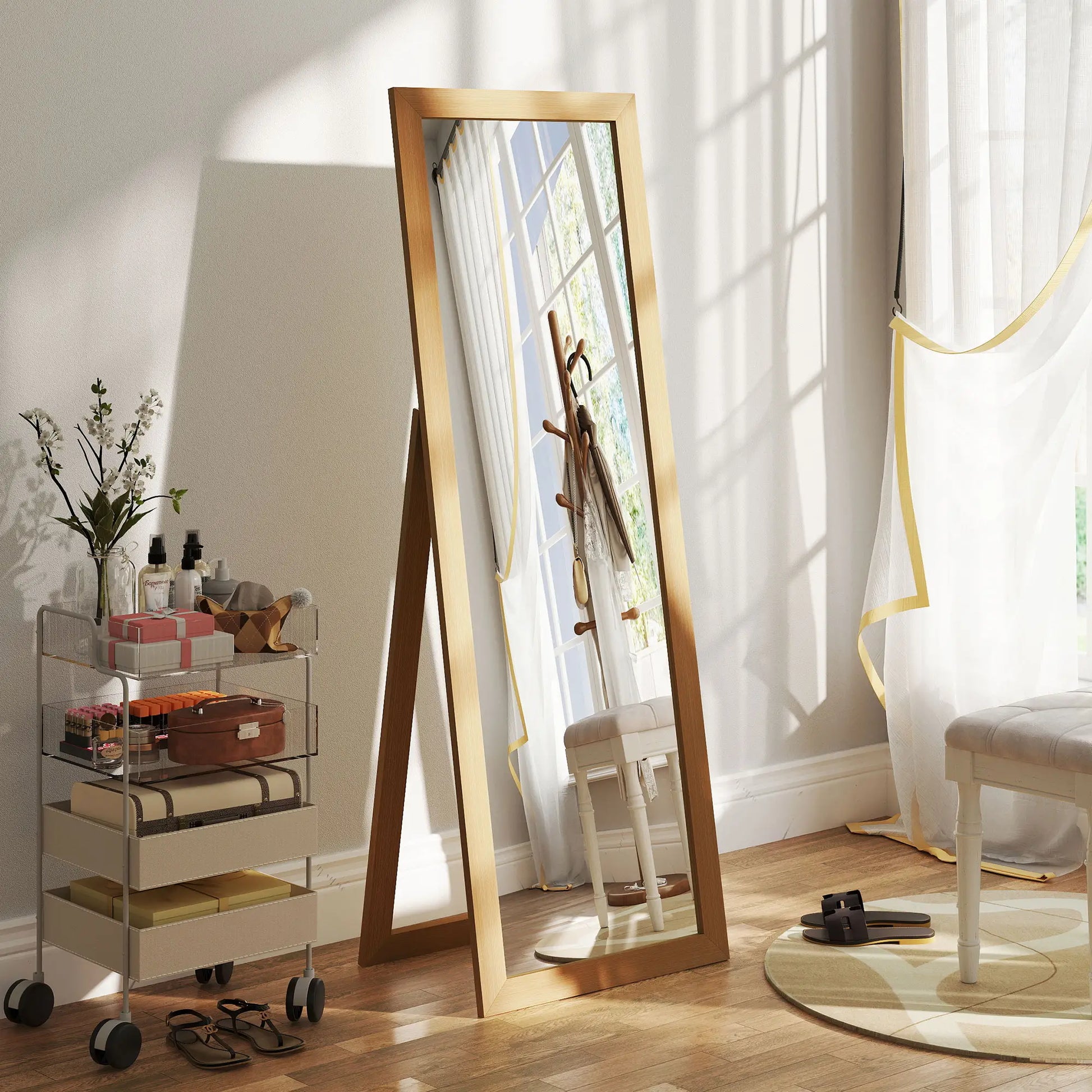 58" x 20" Floor Standing Mirror, Full Body, Oak Full Length Mirrors at Gallery Canada