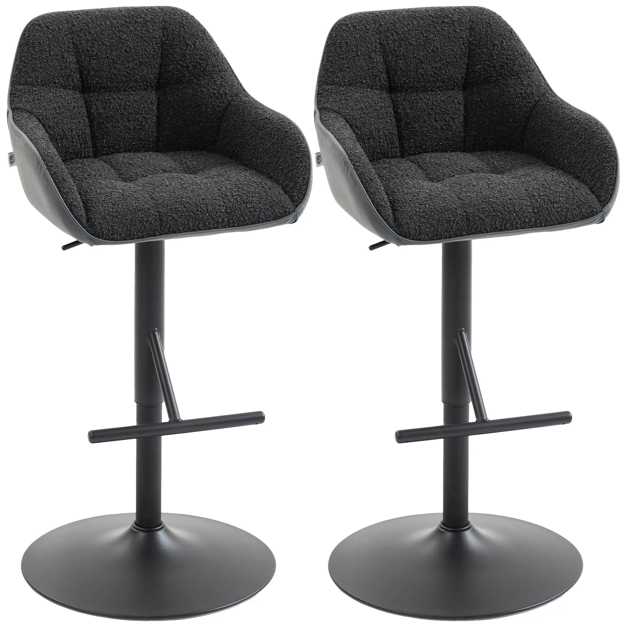 Swivel Counter Height Bar Stools Set of 2, Adjustable Height, Black Bar Stools Grey, Black at Gallery Canada