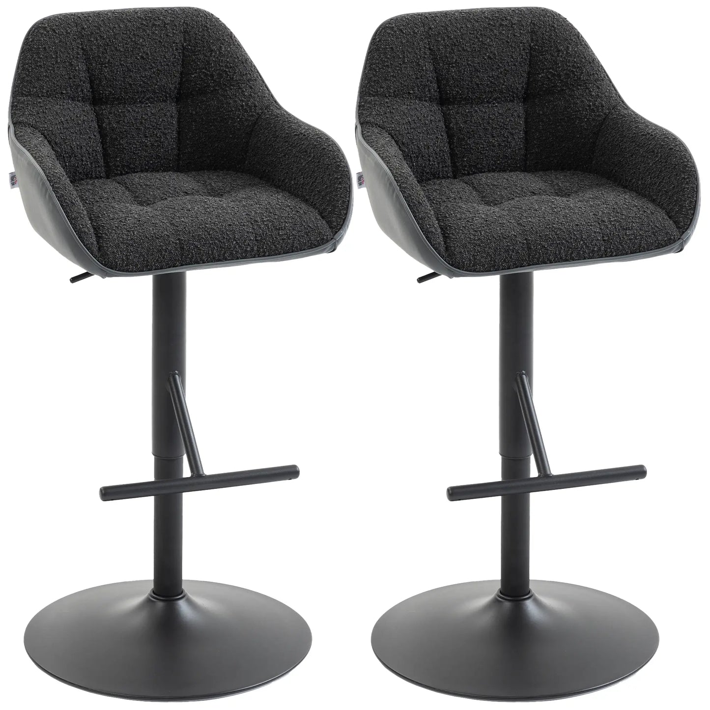 Swivel Counter Height Bar Stools Set of 2, Adjustable Height, Black Bar Stools Grey, Black at Gallery Canada