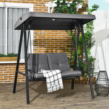 2-Seater Outdoor Swing with Canopy, Patio Chair, Dark Grey Patio Swings with Stand at Gallery Canada