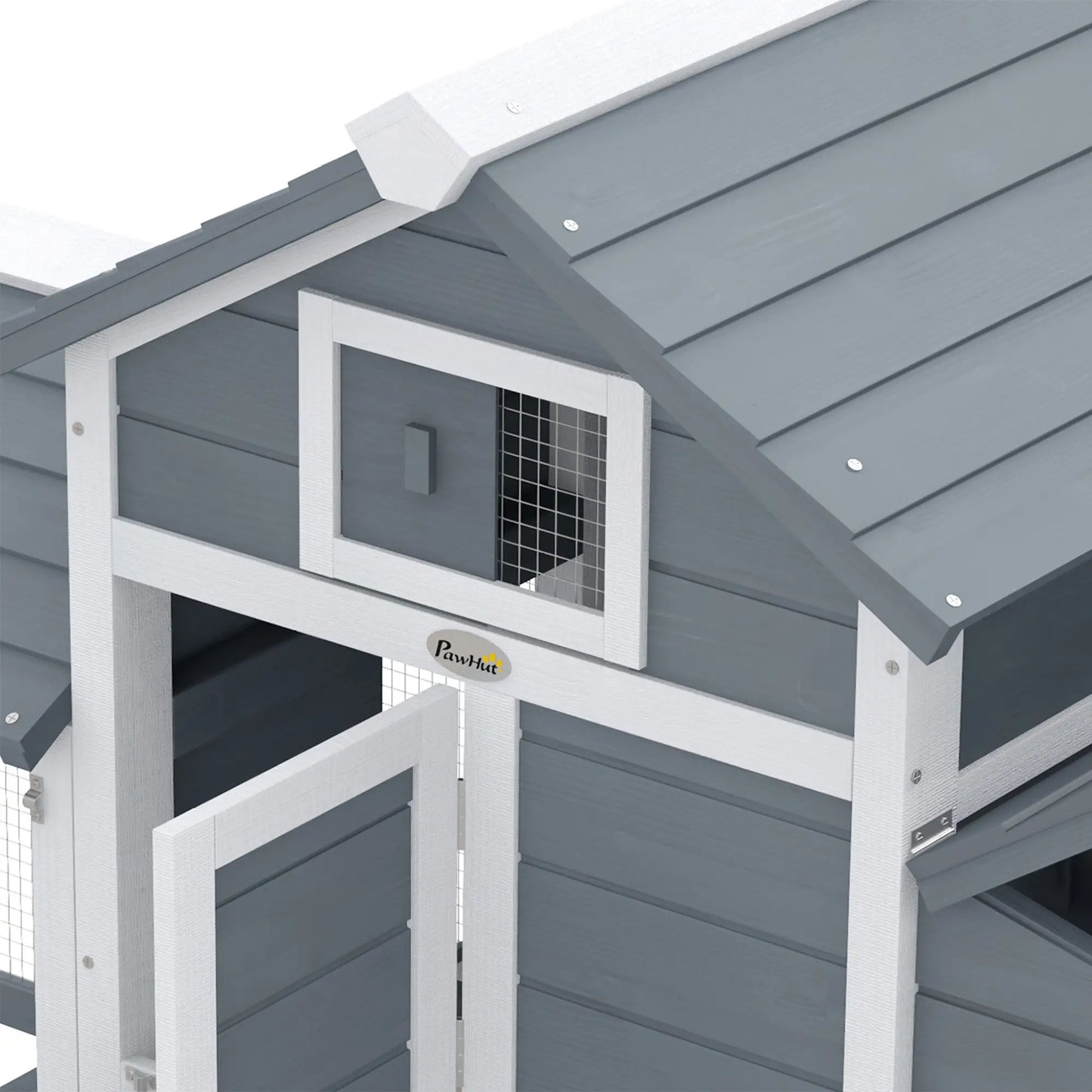 60" Large Chicken Coop, Wooden Hen House, 2 Doors, Nesting Box, Removable Tray, White Chicken Coops at Gallery Canada