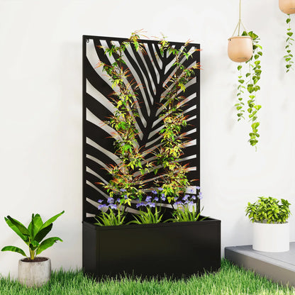 Metal Garden Bed with Trellis for Climbing Plants, Freestanding Galvanized Planter Boxes at Gallery Canada
