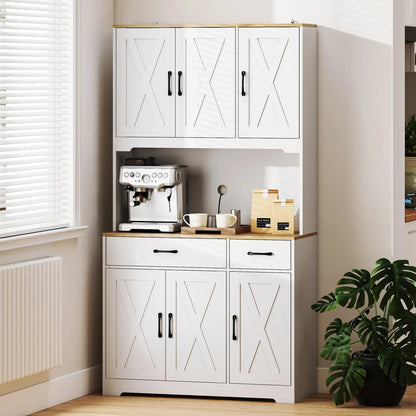 Tall Kitchen Pantry, 6 Doors, 2 Drawers, Adjustable Shelves, White Kitchen Pantry Cabinets at Gallery Canada
