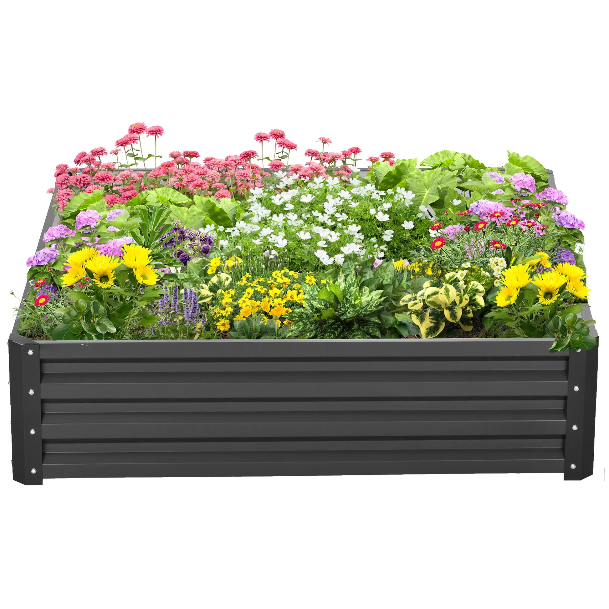4' x 4' x 1' Galvanized Steel Raised Garden Bed, Grey Galvanized Planter Boxes at Gallery Canada