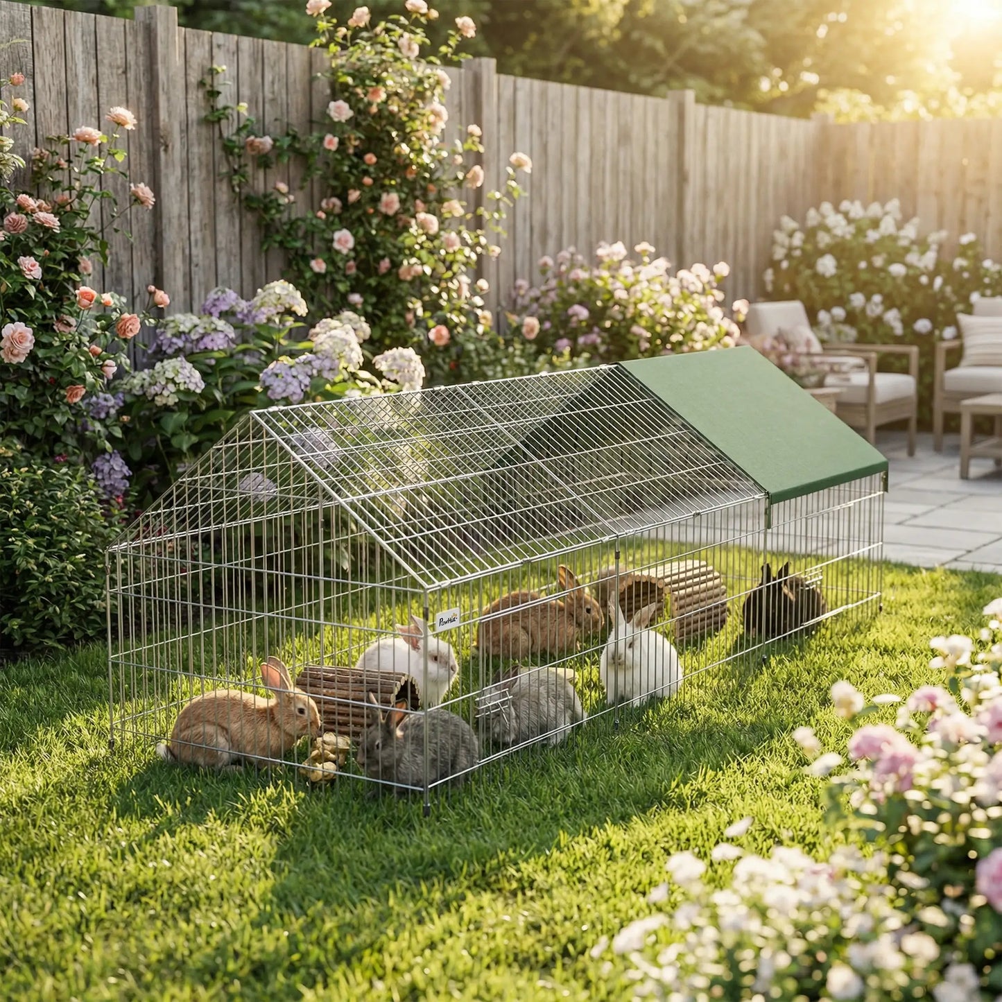 Metal Chicken Coop, UV-Resistant Cover, 106" x 29.5" x 29.5", Green Chicken Coops at Gallery Canada