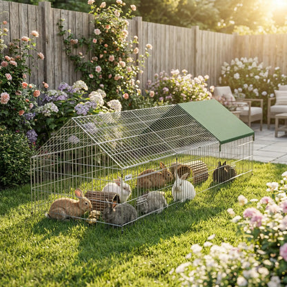 Metal Chicken Coop, UV-Resistant Cover, 106" x 29.5" x 29.5", Green Chicken Coops at Gallery Canada