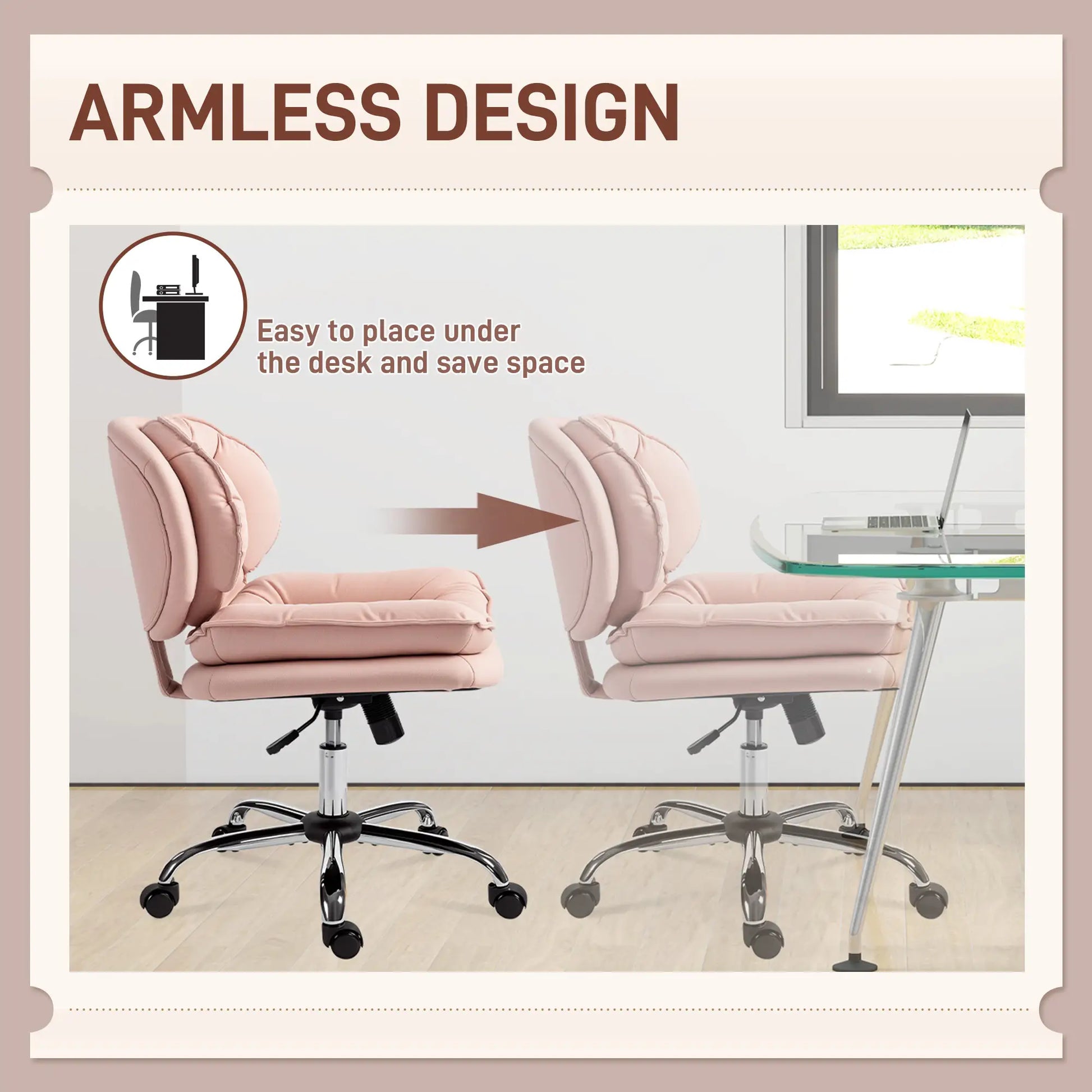 Criss Cross Chair, Swivel Wide Office Chair with Leathaire Upholstery, Tilting, No Arm, Pink Task Chairs at Gallery Canada