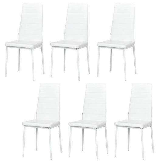 Modern Upholstered PU Leather Dining Chairs, Set of 6, White Bar Stools White at Gallery Canada