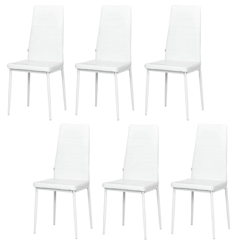Modern Upholstered PU Leather Dining Chairs, Set of 6, White