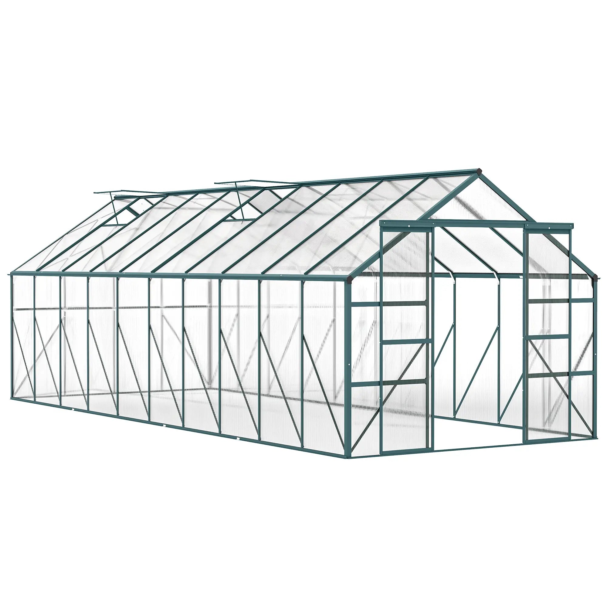 Aluminum Greenhouse, Polycarbonate Walk-In, 20' x 8', Green Walk In Greenhouses at Gallery Canada