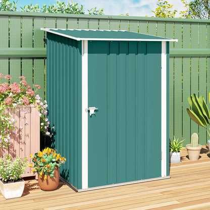 3.3' x 3.4' Lean-To Garden Shed, Galvanized Steel, Lockable Door, Green Sheds at Gallery Canada