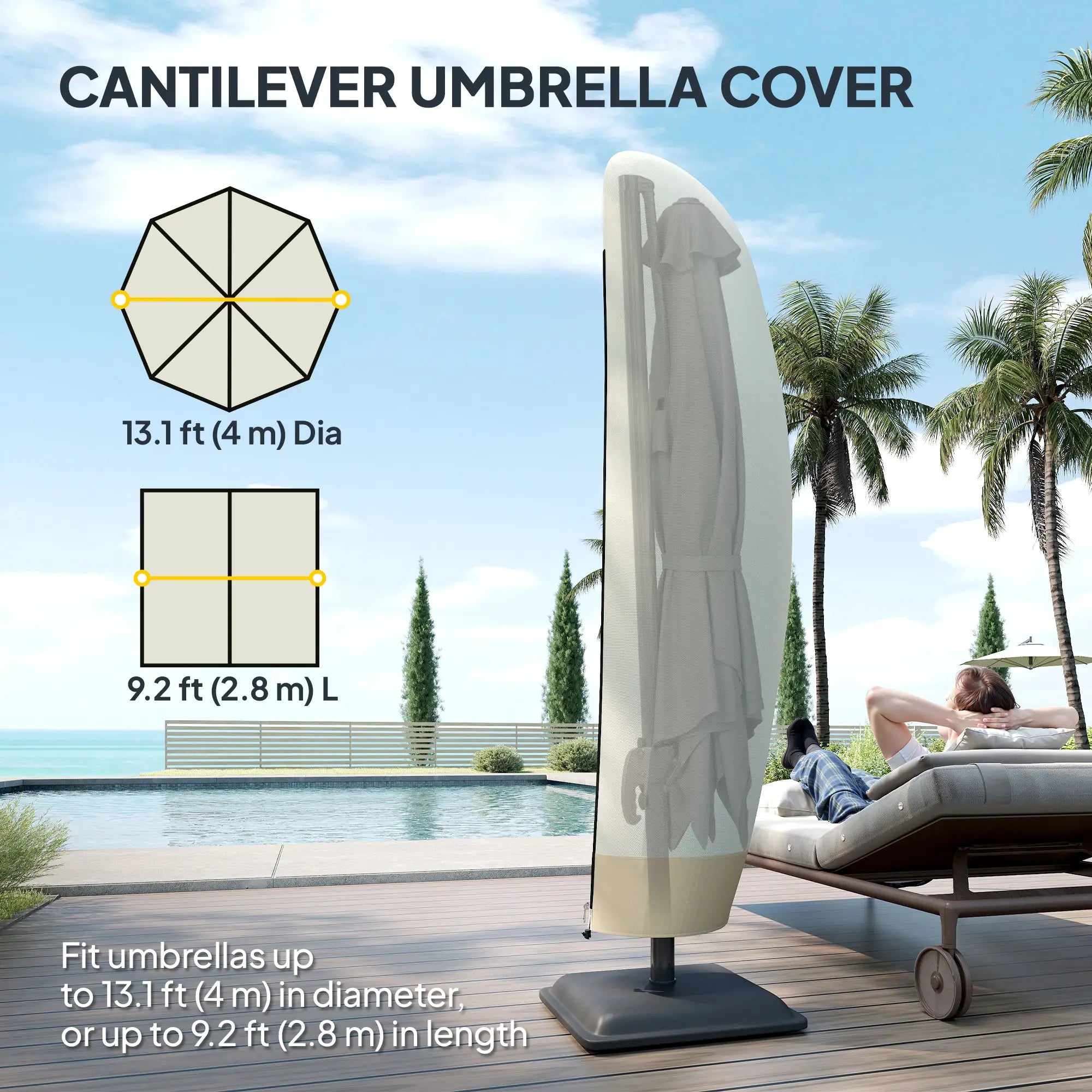 87-Inch Patio Umbrella Cover, 10ft to 13ft, Coffee and Beige Umbrella Covers at Gallery Canada