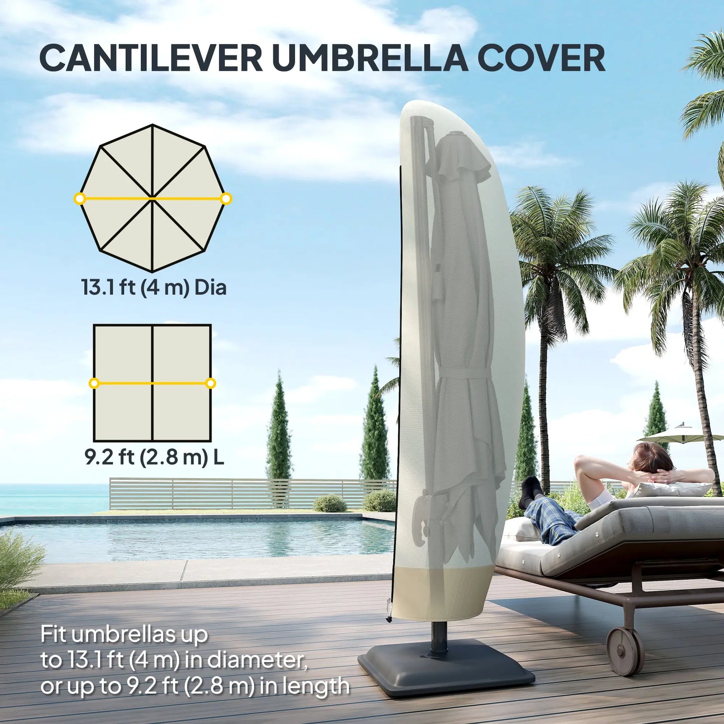 87-Inch Patio Umbrella Cover, 10ft to 13ft, Coffee and Beige Umbrella Covers at Gallery Canada
