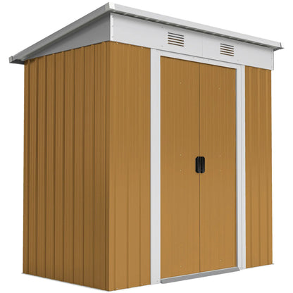 6' x 4' Yellow Metal Outdoor Storage Shed, Lockable Sliding Doors, Yellow Sheds at Gallery Canada