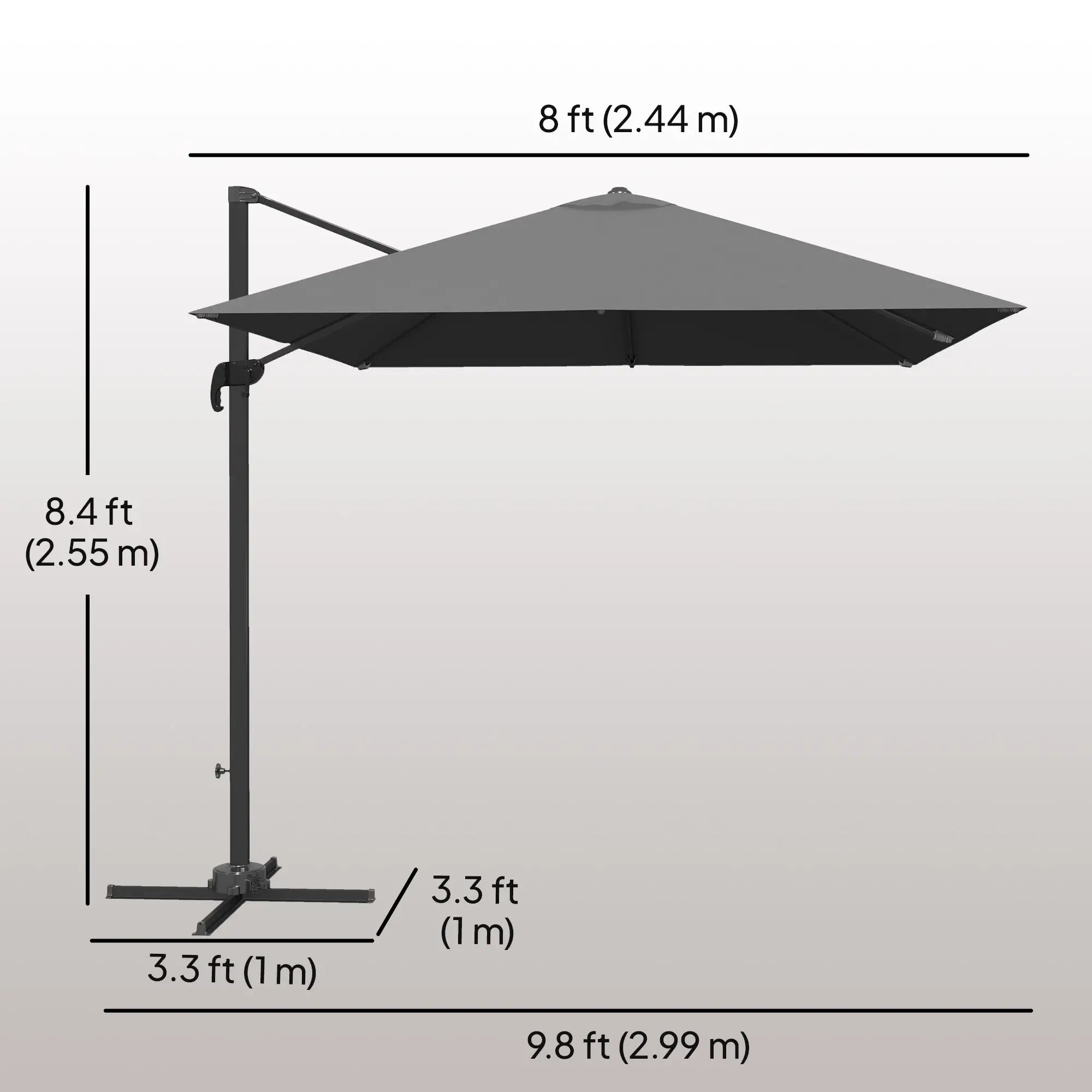 8 FT Aluminum Cantilever Patio Umbrella, 360° Rotation, Dark Grey Offset Cantilever Umbrellas at Gallery Canada