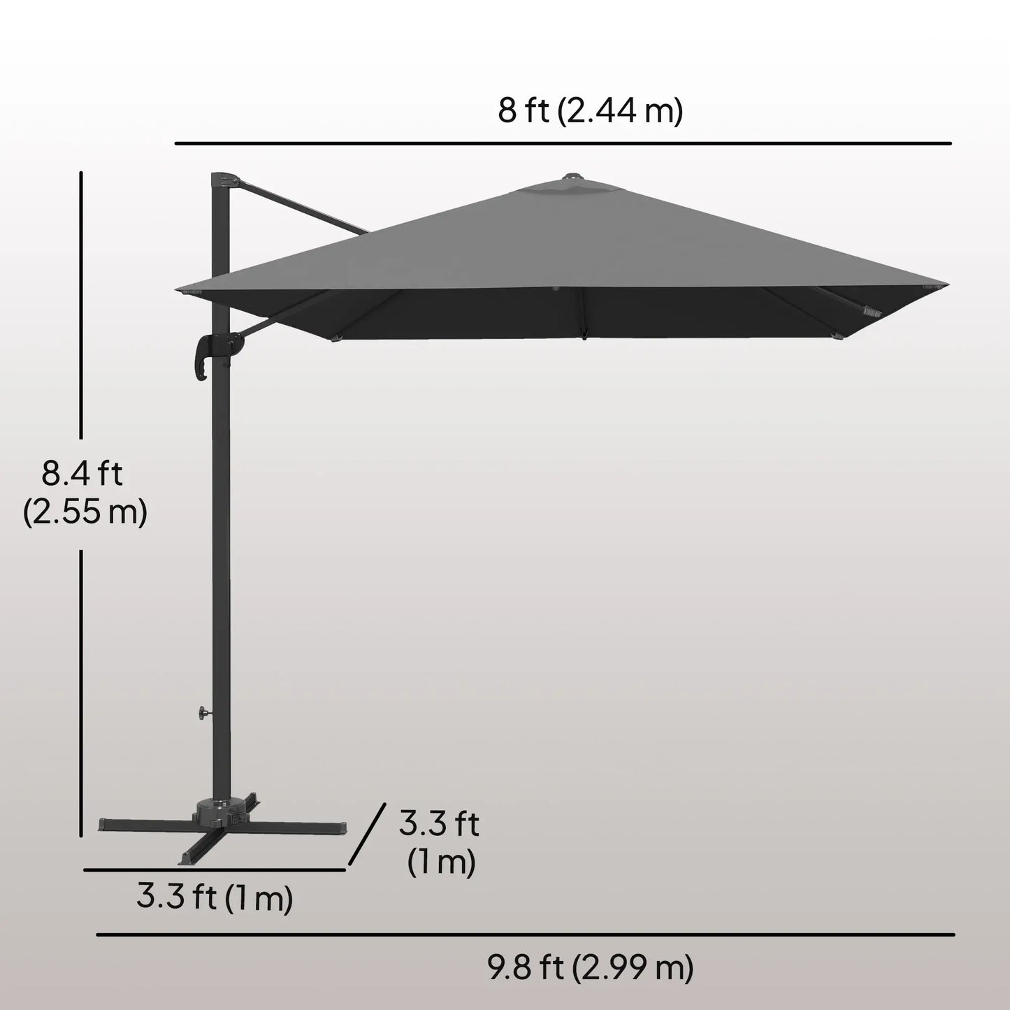 8 FT Aluminum Cantilever Patio Umbrella, 360° Rotation, Dark Grey Offset Cantilever Umbrellas at Gallery Canada