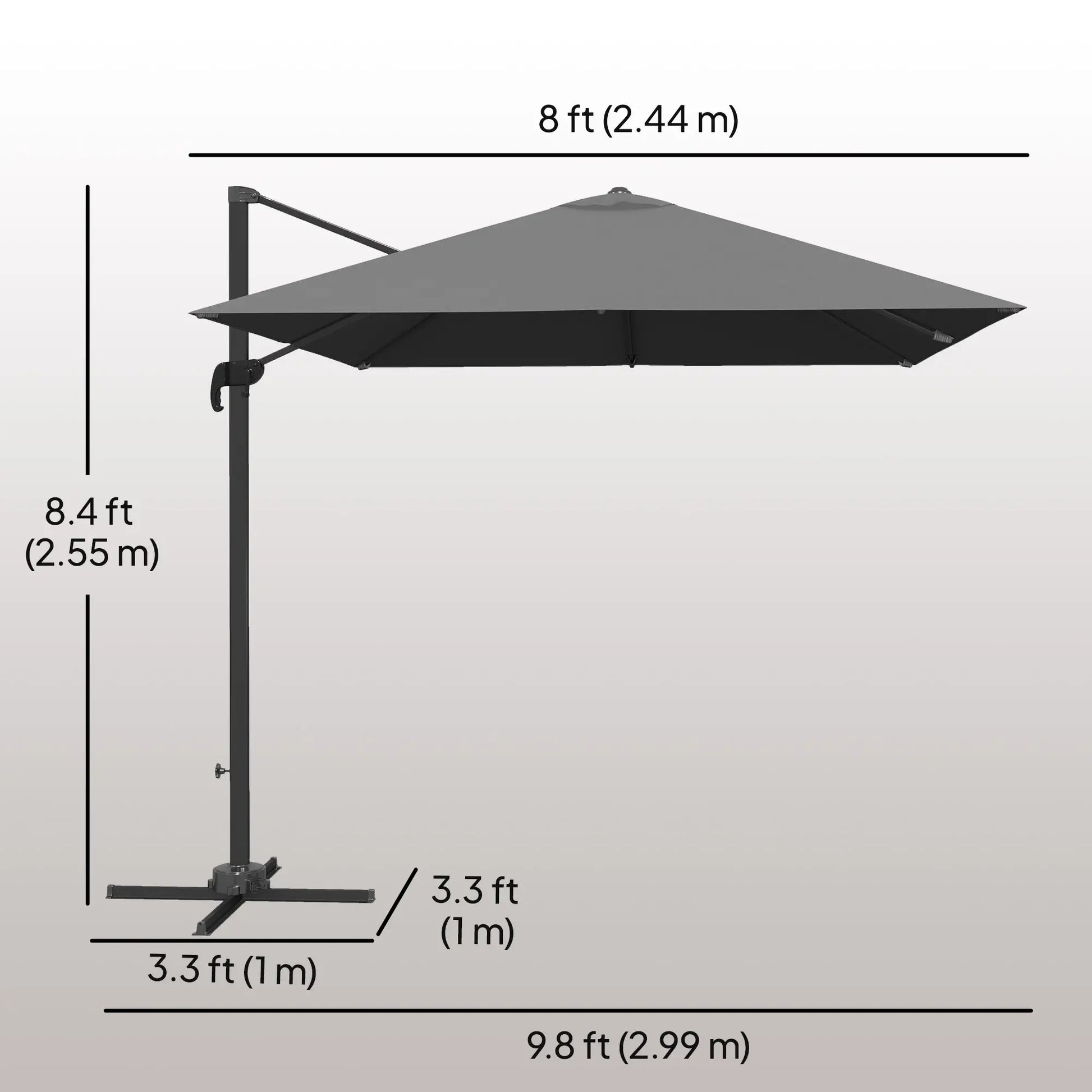 8 FT Aluminum Cantilever Patio Umbrella, 360° Rotation, Dark Grey Offset Cantilever Umbrellas at Gallery Canada