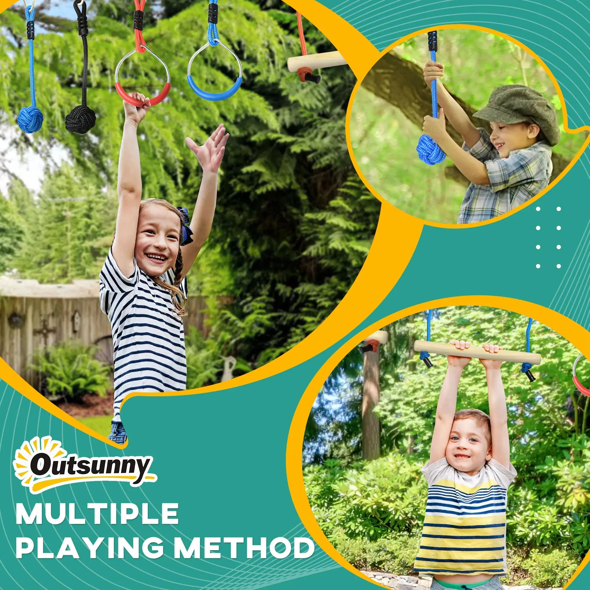 Slackline Set, 30-Piece, 10m Rope With Obstacles, Climbing Frame Gym Sets & Swings at Gallery Canada