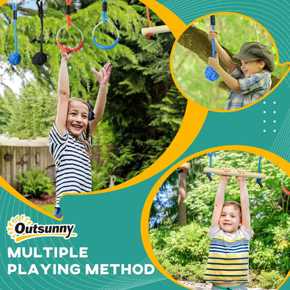 Slackline Set, 30-Piece, 10m Rope With Obstacles, Climbing Frame Gym Sets & Swings at Gallery Canada
