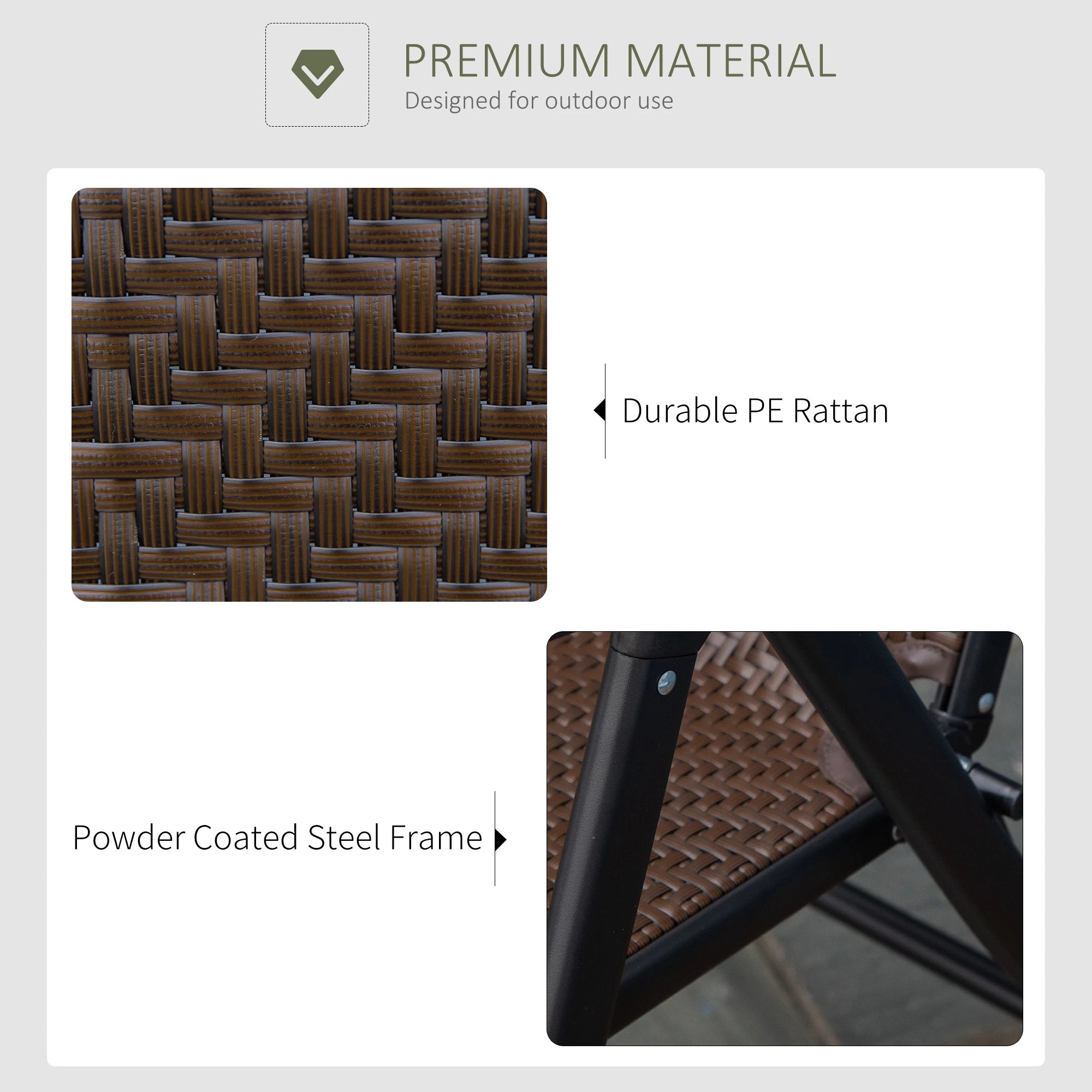 Rattan Reclining Folding Chair, Outdoor Wicker Recliner, 7 Adjustable Positions, Brown Picnic Tables & Camping Chairs at Gallery Canada