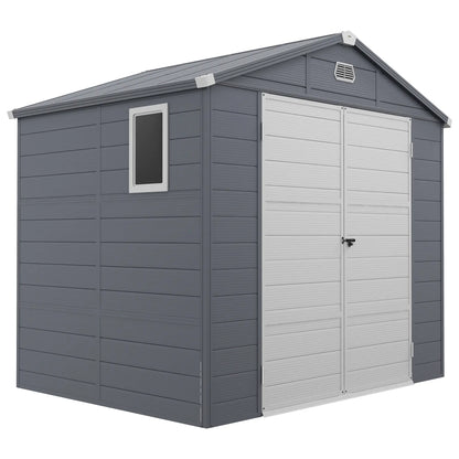 8' x 6' Plastic Garden Storage Shed, Latch Door, Vents, Dark Grey Sheds at Gallery Canada