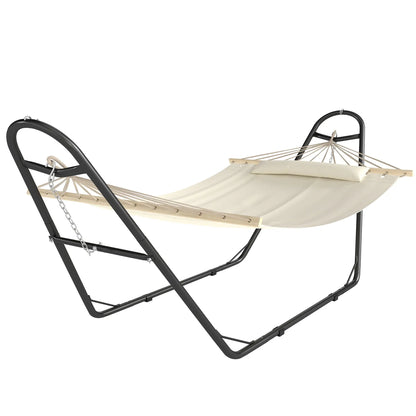Heavy Duty Camping Hammock With Stand, Detachable Pillow, 264 Lbs, Cream White Camping Hammocks Cream White, Black at Gallery Canada