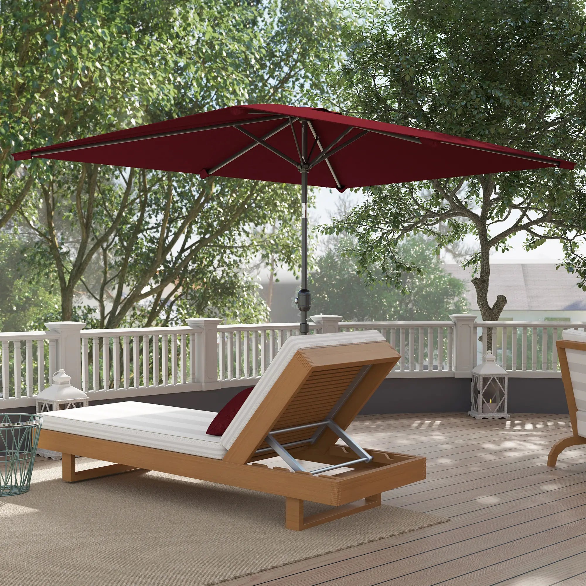6.6x9.6ft Rectangle Aluminum Tilt Patio Umbrella, Outdoor Sunshade, Wine Red Sun Umbrellas at Gallery Canada
