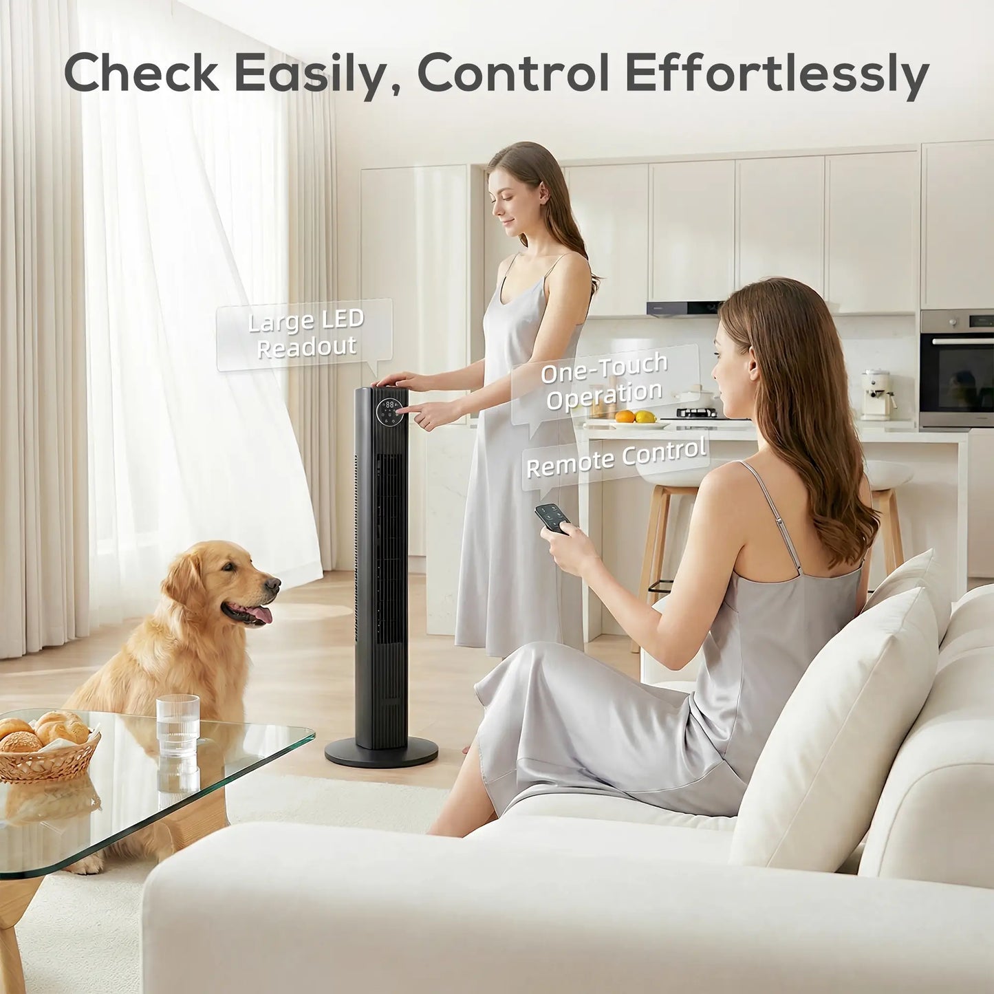 28dB Tower Fan, 12 Speeds, 4 Modes, 80° Oscillating, 12H Timer, Black Tower Fans at Gallery Canada