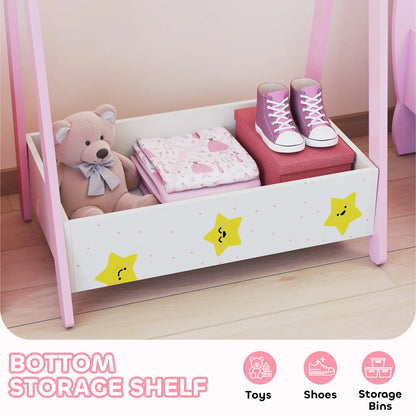 Kids Clothing Rack with Storage Shelf, Hangers, Pink Kids Bedroom Furniture at Gallery Canada