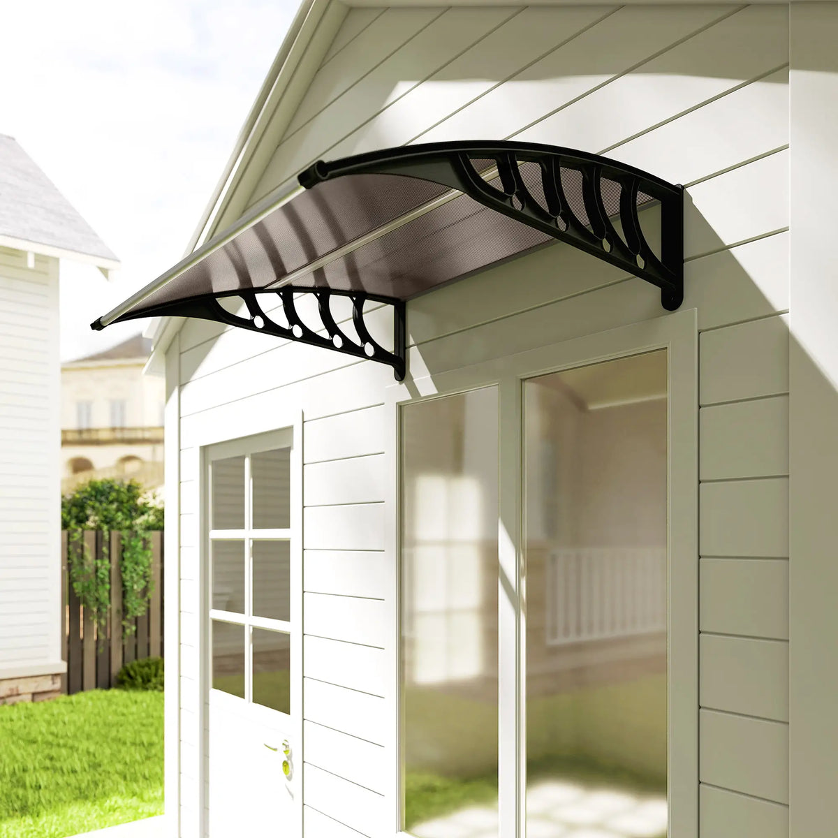 40.6" x 38" Polycarbonate Awning Door Canopy, UV Protection, Brown Door Awnings at Gallery Canada