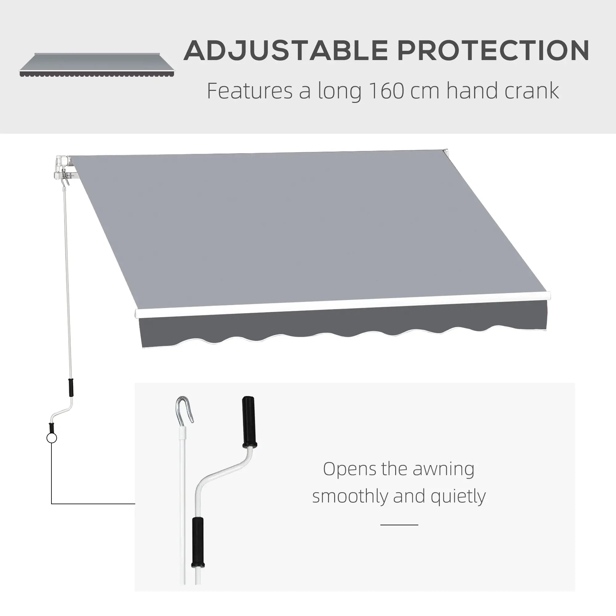 8' x 7' Retractable Awning, UV Water-Resistant Fabric, Aluminum Frame, Grey Deck Awnings at Gallery Canada