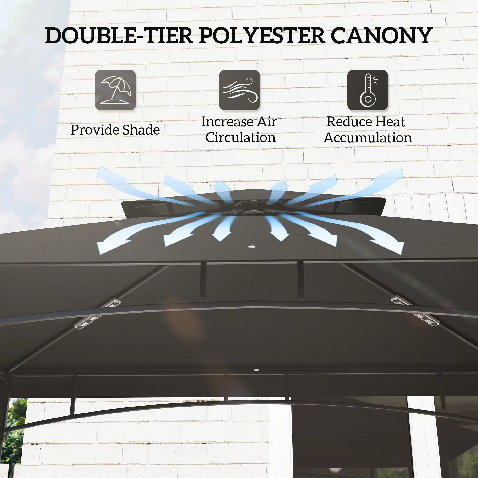 8' x 5' BBQ Gazebo, 2-Tier With Shelves, Storage Basket, Dark Grey BBQ Grill Gazebos at Gallery Canada