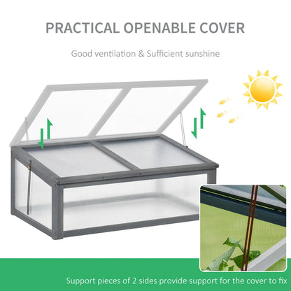39" x 26" x 16" Wooden Cold Frame, Tilted Top Cover, Polycarbonate Planter Box, Grey Greenhouses at Gallery Canada
