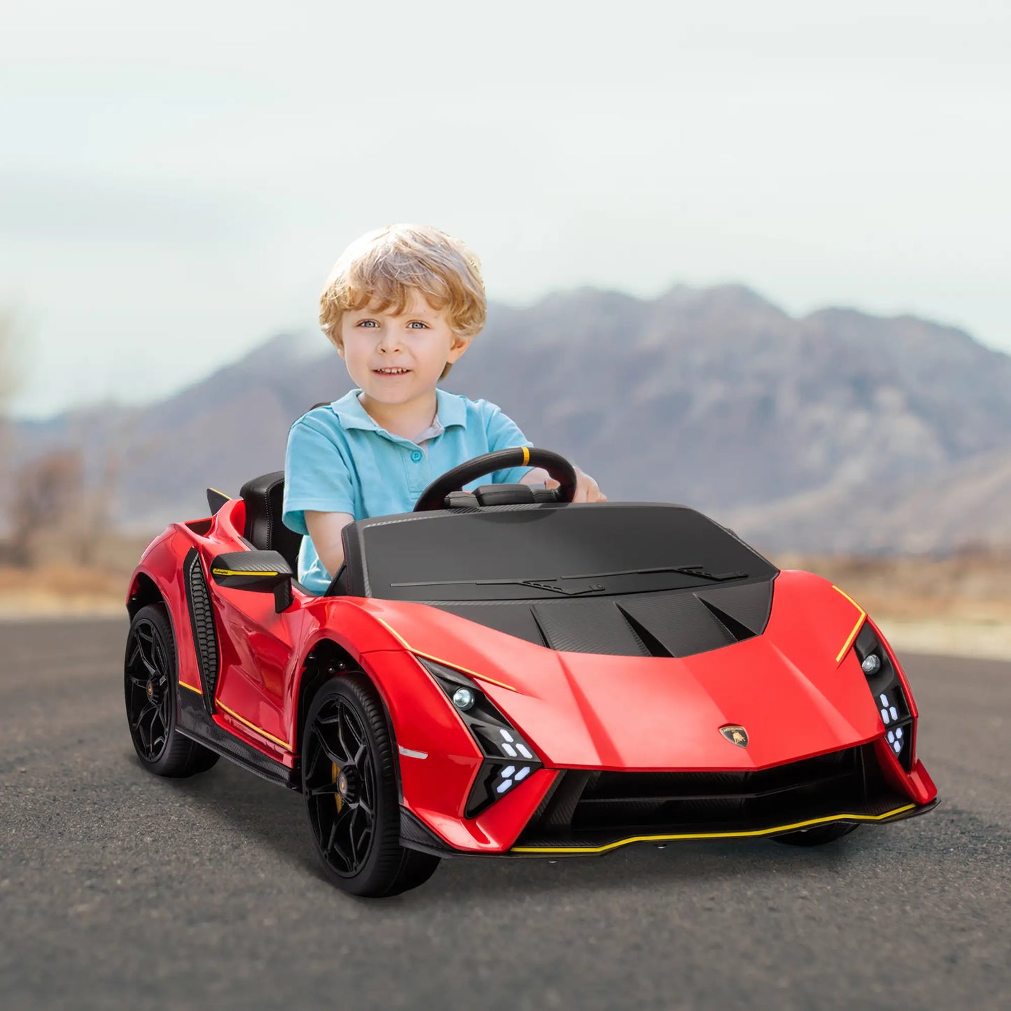 12V Lamborghini Licensed Kids Car, Remote Control, 4 Wheels Suspension, Red Electric Toy Cars at Gallery Canada