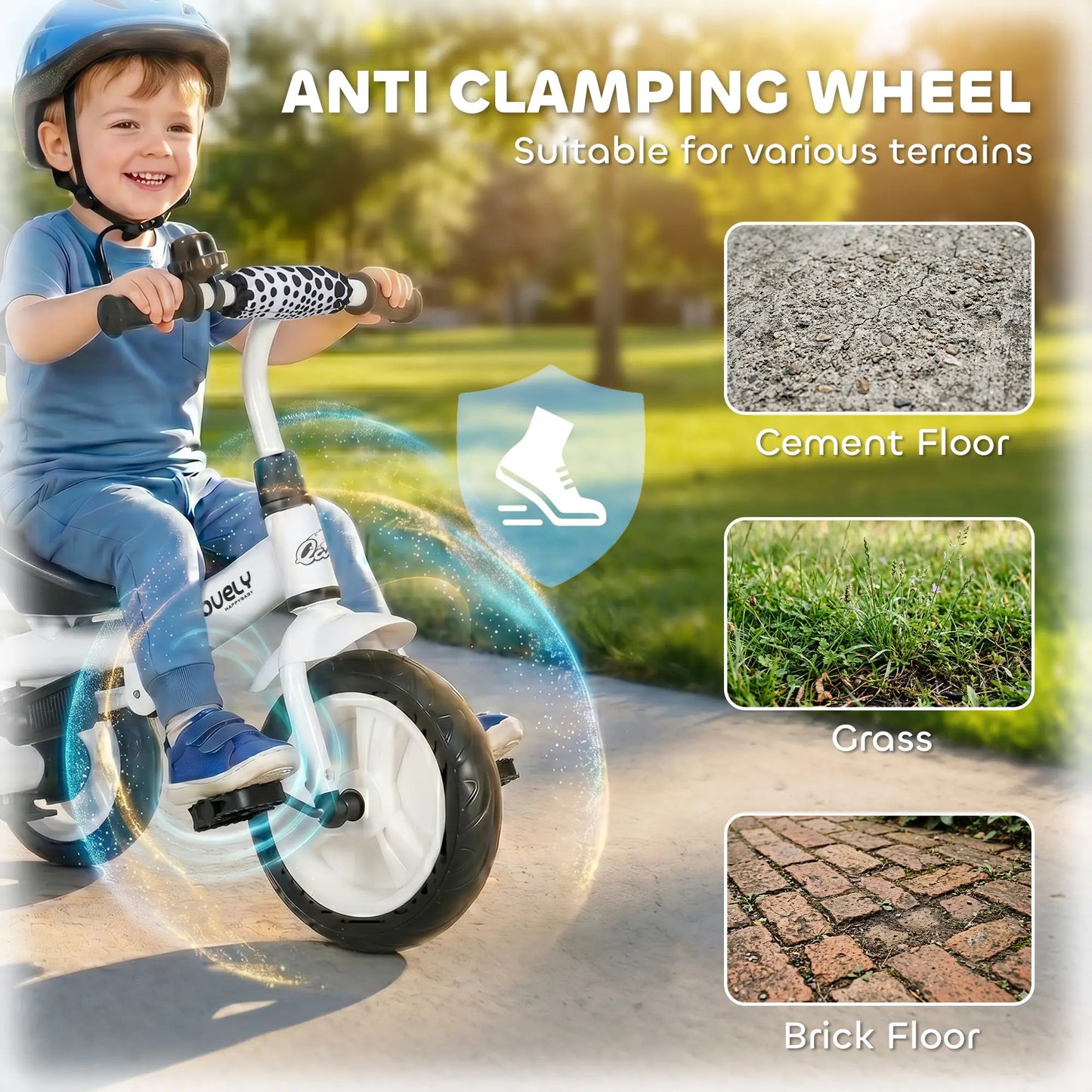 6 in 1 Kids Tricycle, Removable Handlebar, Canopy, White Tricycles for Kids at Gallery Canada