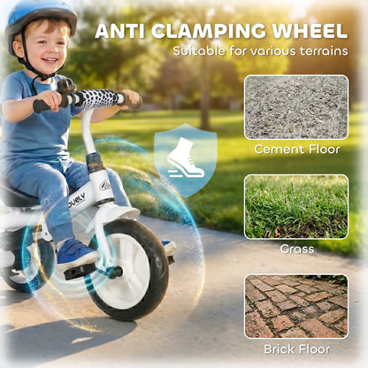 6 in 1 Kids Tricycle, Removable Handlebar, Canopy, White Tricycles for Kids at Gallery Canada