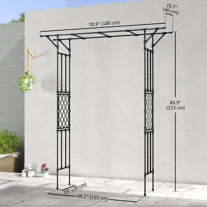 PE-Coated Steel Garden Arch Trellis, 70.9" x 15.7" x 84.6", Black Garden Arches at Gallery Canada