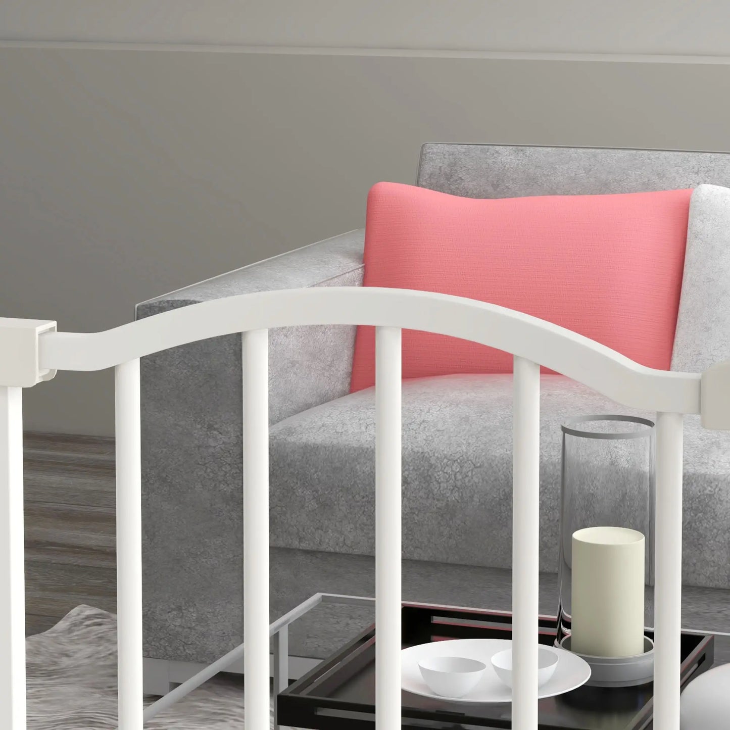 Extra Tall Dog Gate With Door, Pressure Fit, Auto Close, 29"-32", White Houses, Kennels & Pens at Gallery Canada